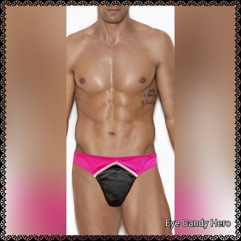 🆕💗Super Sexy black & neon Pink Men's Lingerie Thong!